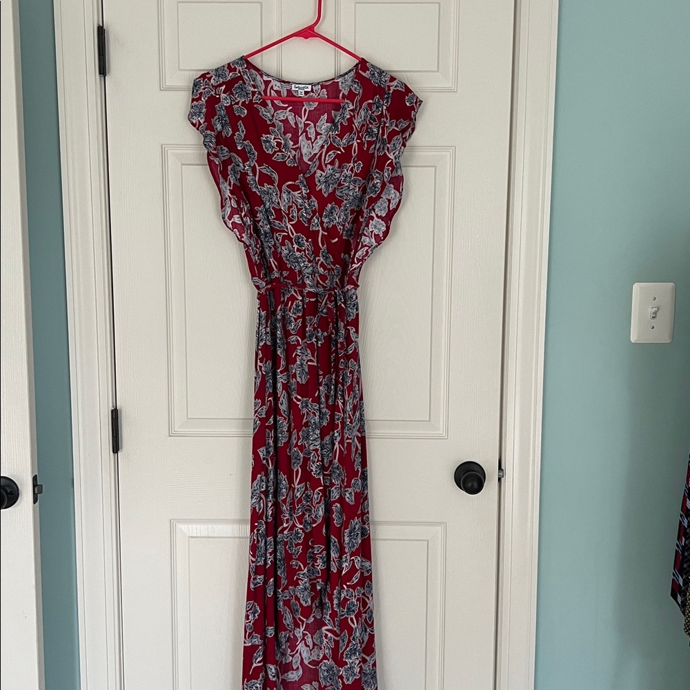 Splendid Red and Blue Hi-Low Floral Dress